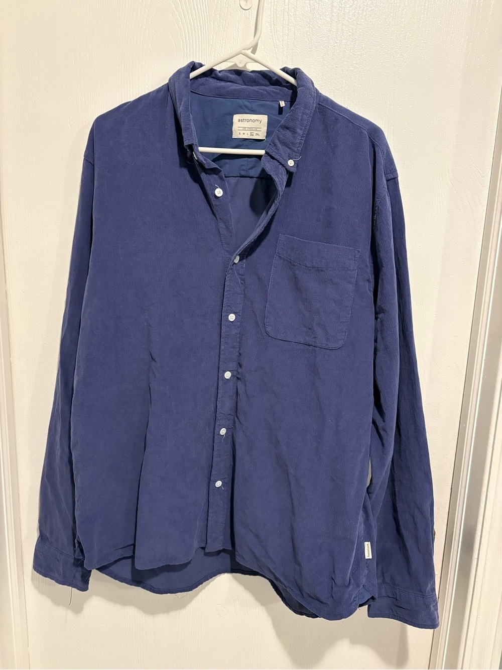 Corduroy Navy Button-Down Shirt - Long Sleeve Casual